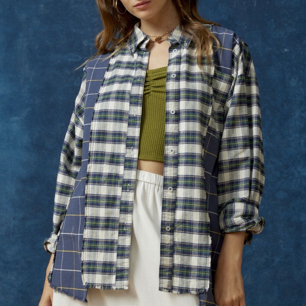 BDG Spliced Dad Button-Down Shirt size M